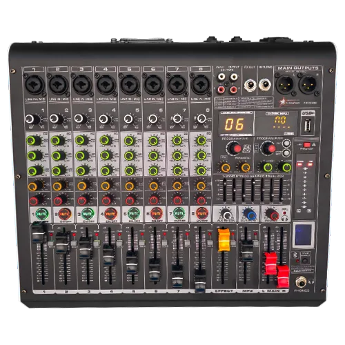 8CH 16DSP 2x400W Power Mixer