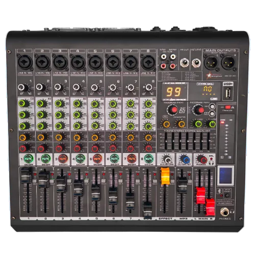 8CH 99DSP 2x600W Power Mixer
